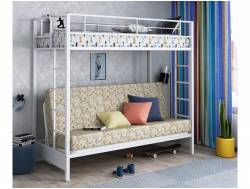 Двухъярусная кровать с диваном Мадлен белый пифагор