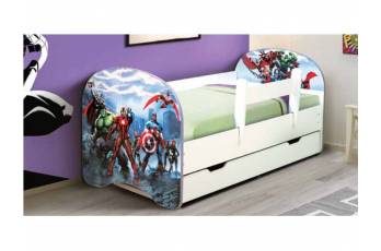 Кровать детская с фотопечатью с 1 ящиком Супергерои