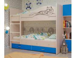 Двухъярусная кровать Мая Сафари синий