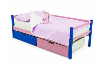 Кровать-тахта Svogen с ящиками синий-лаванда