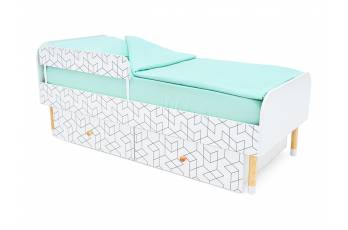 Кровать Stumpa Классика с бортиком и ящиками Кубики
