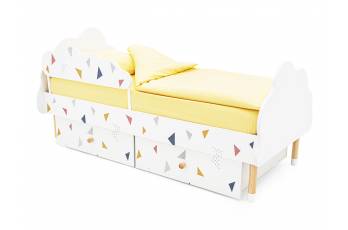 Кровать Stumpa Облако бортик, ящики рисунок Треугольники желтый,синий,розовый