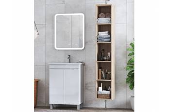 Комплект мебели в ванную Grani 600 белый напольный с дверцами