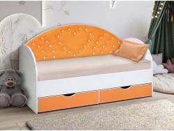 Кровать с продольной мягкой спинкой Сердце №3 800х1900 мм розовая