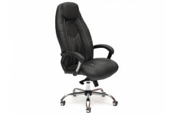 Кресло офисное Boss Lux хром кожзам черный