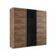 Шкаф-купе Прайм 3-х дверный 2100 ДСП/Стекло Черное/ДСП Крафт табачный