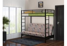 Двухъярусная кровать с диваном Мадлен черный