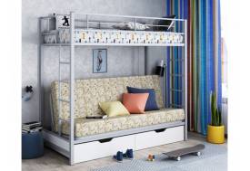 Двухъярусная кровать с диваном Мадлен ЯЯ Серый пифагор