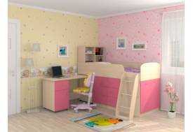 Кровать-чердак Дюймовочка-1 розовый