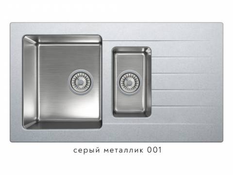 Кухонная мойка Tolero twist TTS-890 Серый металллик 001