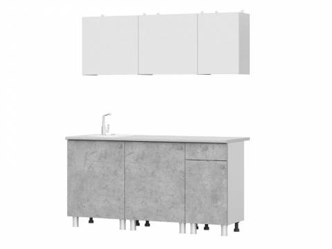 Кухонный гарнитур КГ 1 1600 Белый/Цемент светлый