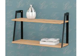 Полка металлическая ЛОФТ-2 Дуб крафт золотой-черный матовый