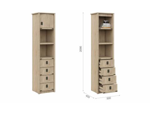 Пенал Валенсия 1 дверь 4 ящика