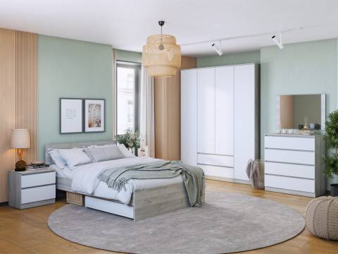 Спальня Лори дуб серый, белый