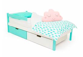 Кровать Svogen classic с ящиками и бортиком мятно-белый