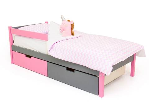 Кровать Svogen classic с ящиками и бортиком лаванда-графит