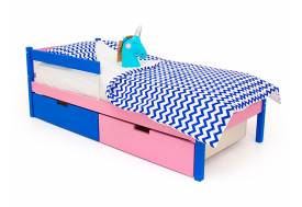 Кровать Svogen classic с ящиками и бортиком синий-лаванда