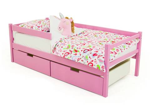 Кровать-тахта Svogen с ящиками и бортиком лаванда