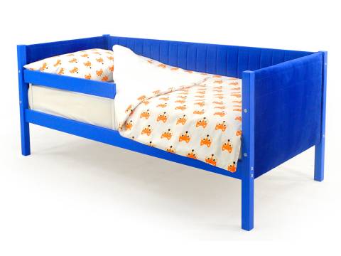 Кровать-тахта мягкая Svogen с бортиком синий