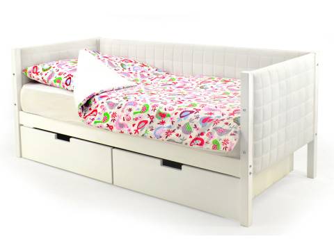 Кровать-тахта мягкая Svogen с ящиками белый