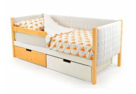 Кровать-тахта мягкая Svogen с ящиками и бортиком дерево-белый