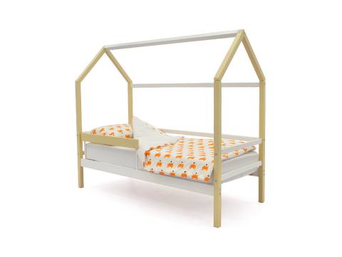 Кровать-домик Svogen с бортиком бежево-белый