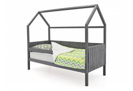 Кровать-домик мягкий Svogen с бортиком графит