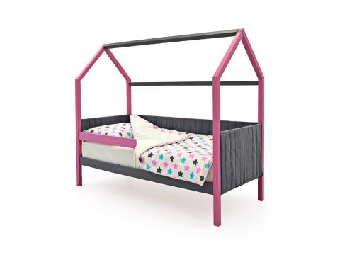 Кровать-домик мягкий Svogen с бортиком лаванда-графит