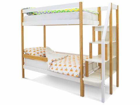 Двухъярусная кровать Svogen с бортиком дерево-белый