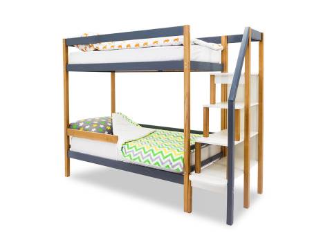 Двухъярусная кровать Svogen с бортиком дерево-графит