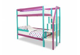 Двухъярусная кровать Svogen с бортиком мятный-лаванда
