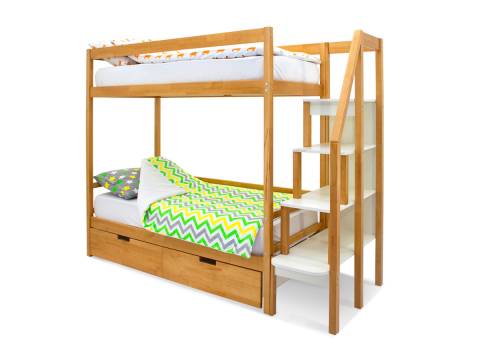 Двухъярусная кровать Svogen с ящиками дерево