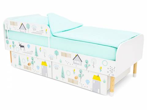 Кровать Stumpa Классика с бортиком и ящиками Ферма