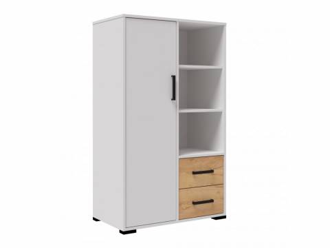 Стеллаж книжный малый Лючия белый/дуб крафт золотой