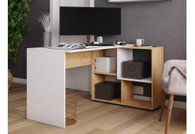 Стол компьютерный угловой СКМУ-4 белый/дуб крафт золотой