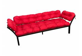 Диван Дачный с подлокотниками красная подушка