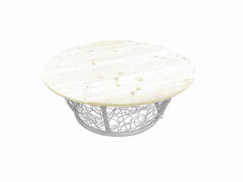 Стол Папасан круглый с ротангом серый