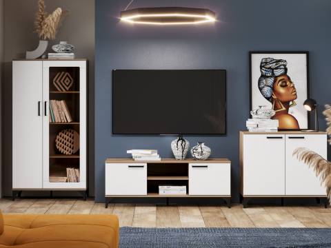 Гостиная Марсель фасад Меренга, корпус Дуб Крафт Табачный