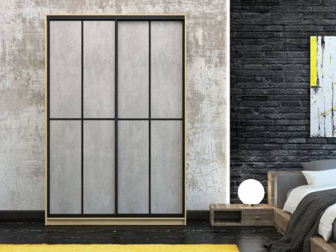 Шкаф-купе Лофт Шк16-60 1600 глубина 600 фасад МДФ бетон +