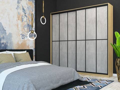 Шкаф-купе Лофт Шк24-47 2400 глубина 470 фасад МДФ бетон +