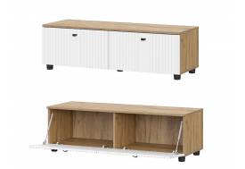 Тумба телевидеоаппаратура со створками Милан Дуб Золотой/Белый матовый