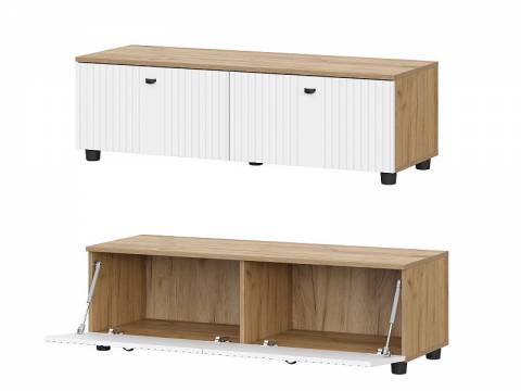 Тумба телевидеоаппаратура со створками Милан Дуб Золотой/Белый матовый