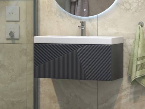 Тумба с раковиной Edge 80 подвесной графит