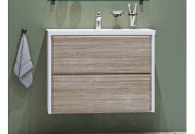 Тумба с раковиной Gesso 80 подвесная белый/дерево