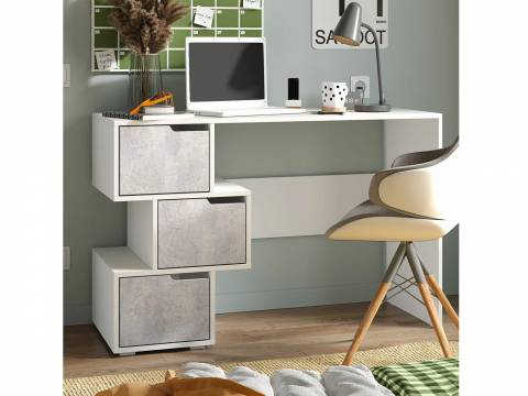 Стол компьютерный СК 11 белый, цемент светлый