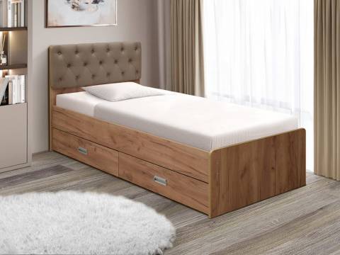 Кровать одинарная №7 с ящиками 900х2000 мягкая спинка каретная стяжка