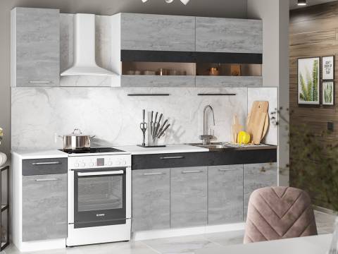 Кухонный гарнитур Маша 2000 бетонный-каменный уголь