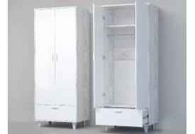 Шкаф Эго ШК-1 бетон светлый/белый глянец на ножках