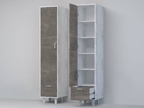 Пенал Эго П-1 бетон светлый/камень темный на ножках