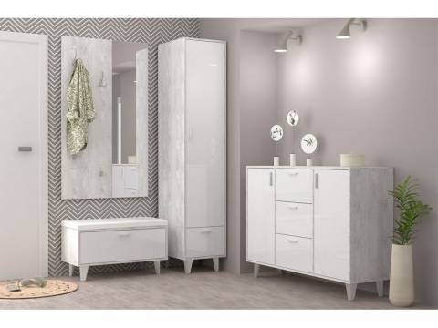 Прихожая Эго бетон светлый/белый глянец